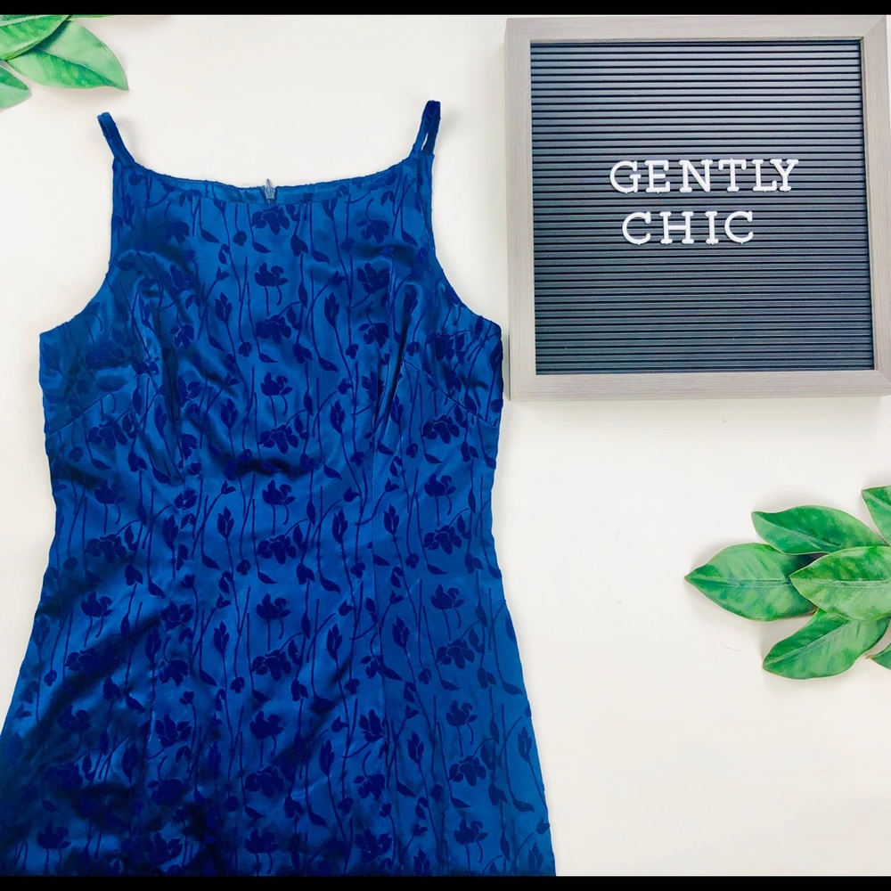 All That Jazz • Blue Vintage Mini Floral Dress XS